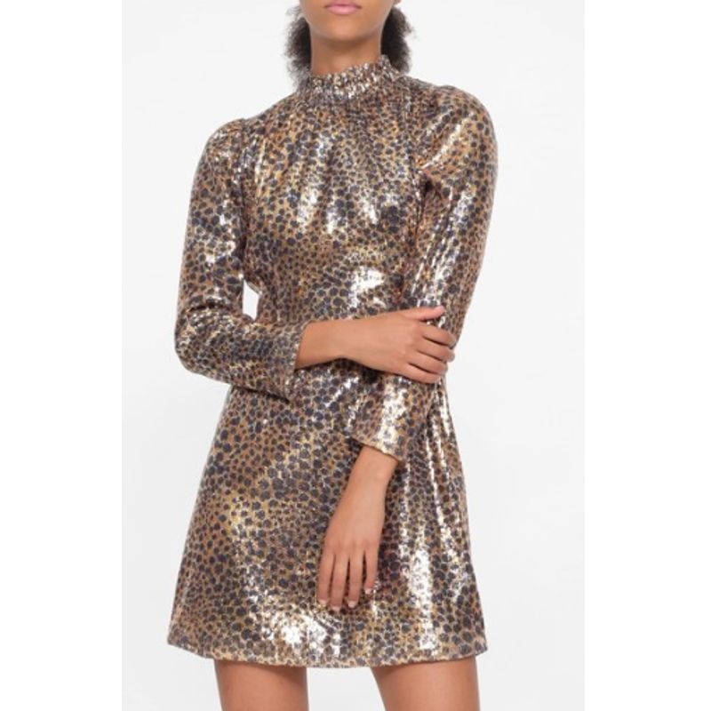 Sea Ny Sequin Print Mini Dress Long Sleeve